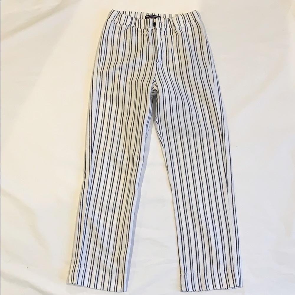 Brandy Melville white & blue striped linen pants